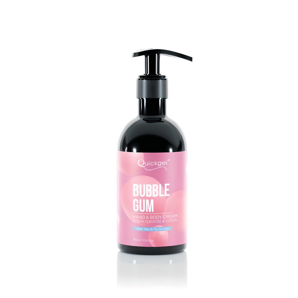 Quickgel Bubble Gum hand & body cream bottle – Κρέμα χεριών και σώματος Quickgel με άρωμα τσιχλόφουσκα